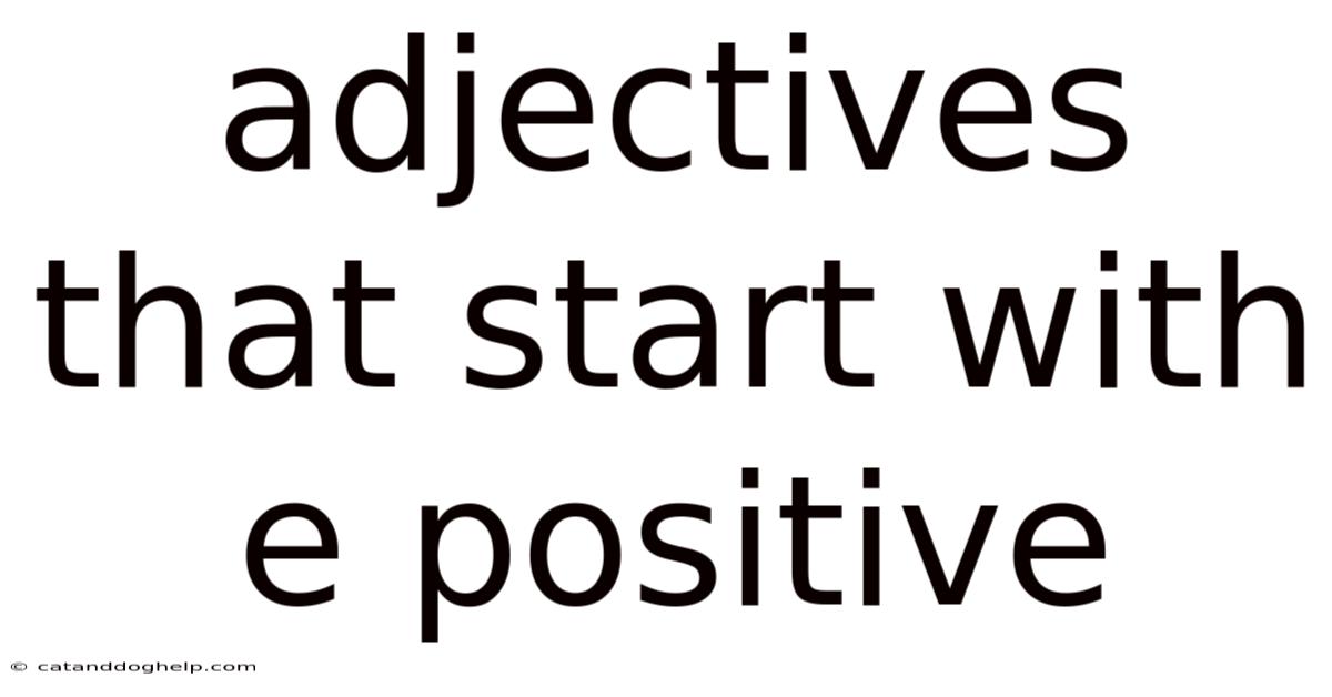 Adjectives That Start With E Positive