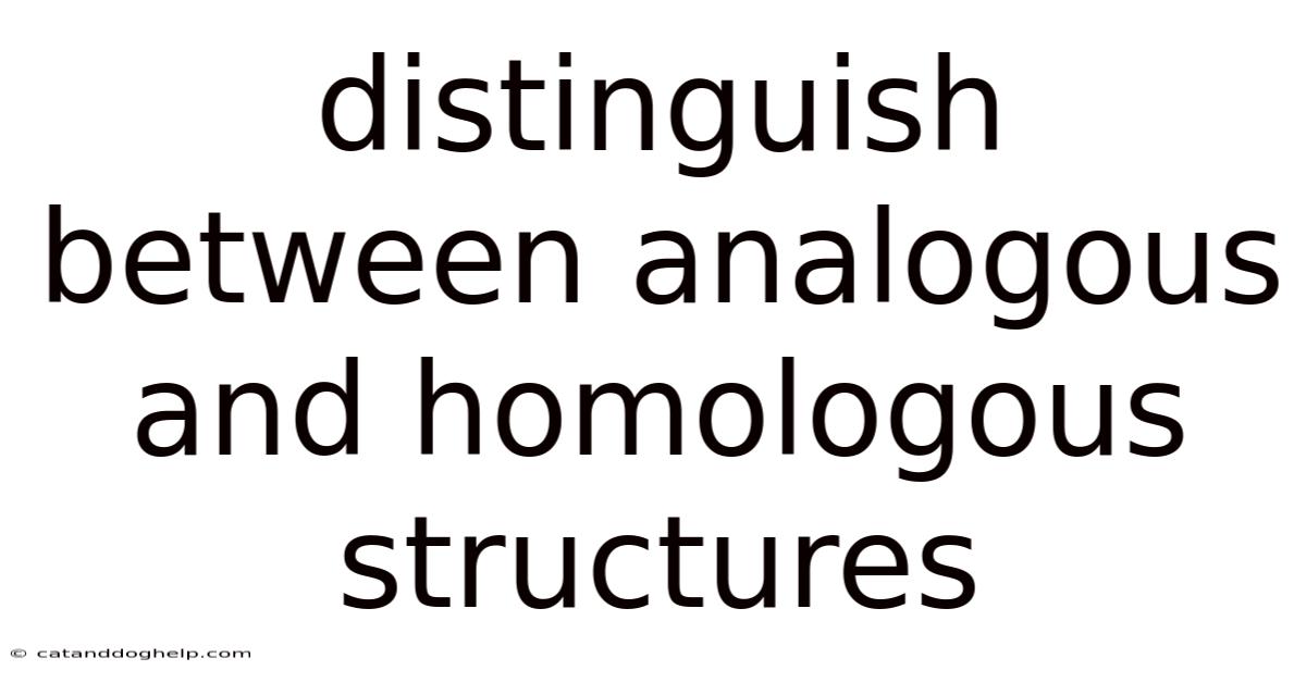 Distinguish Between Analogous And Homologous Structures