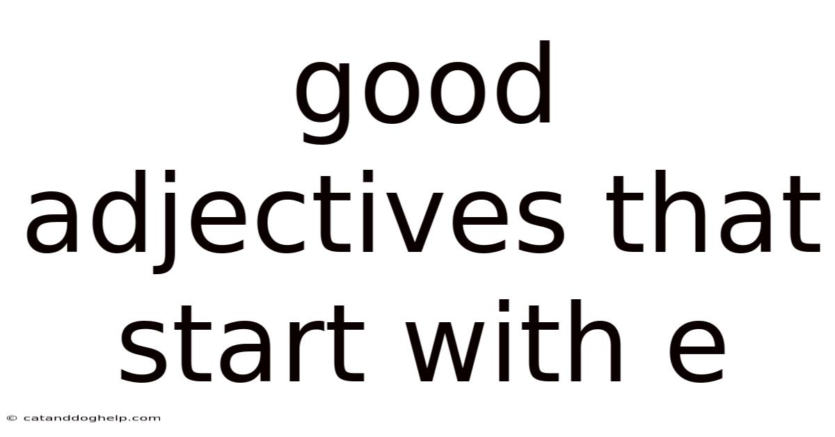 Good Adjectives That Start With E