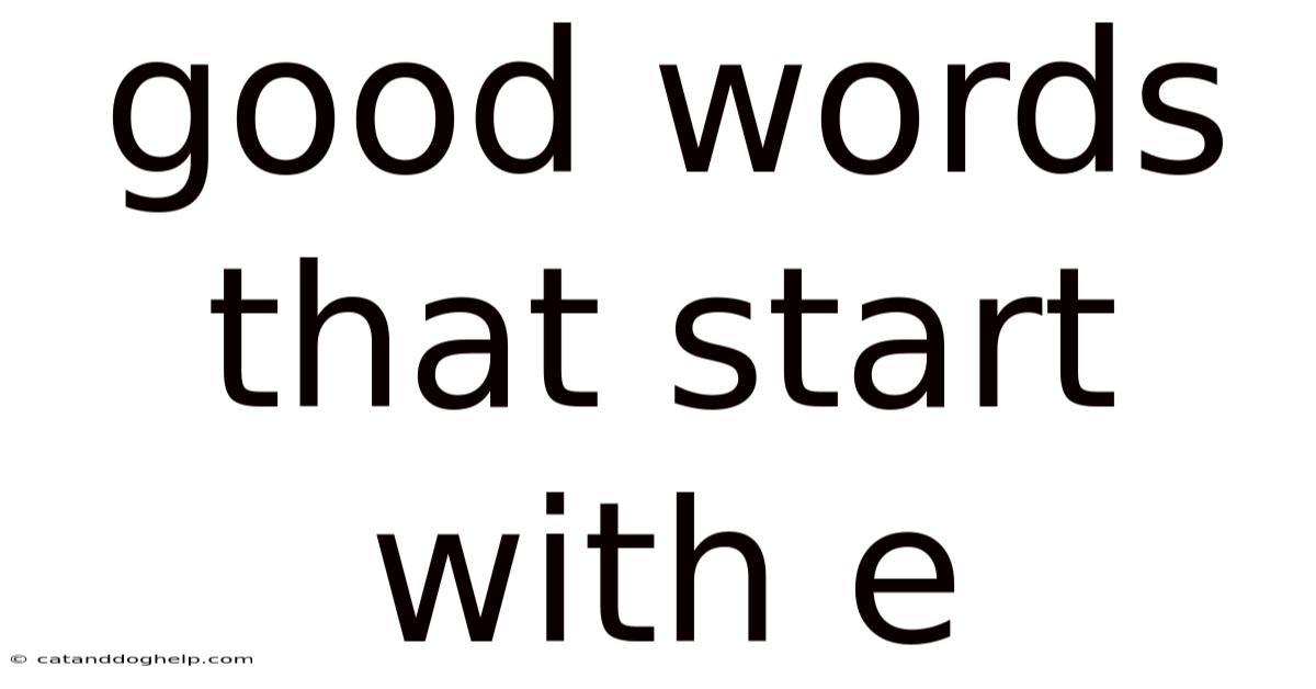 Good Words That Start With E
