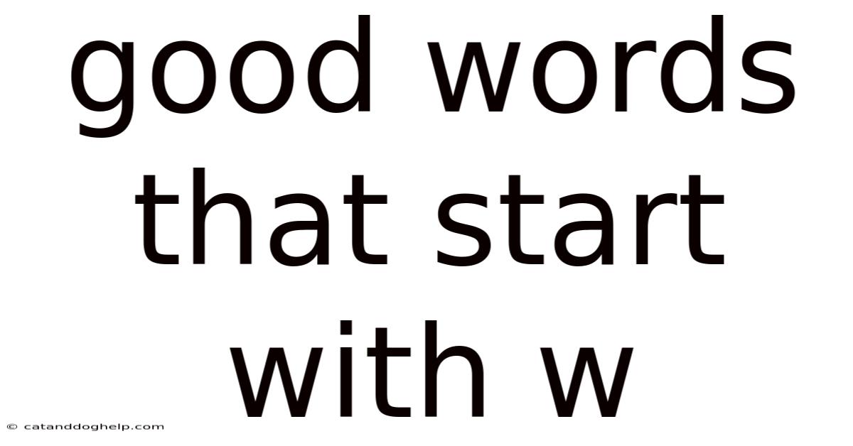 Good Words That Start With W