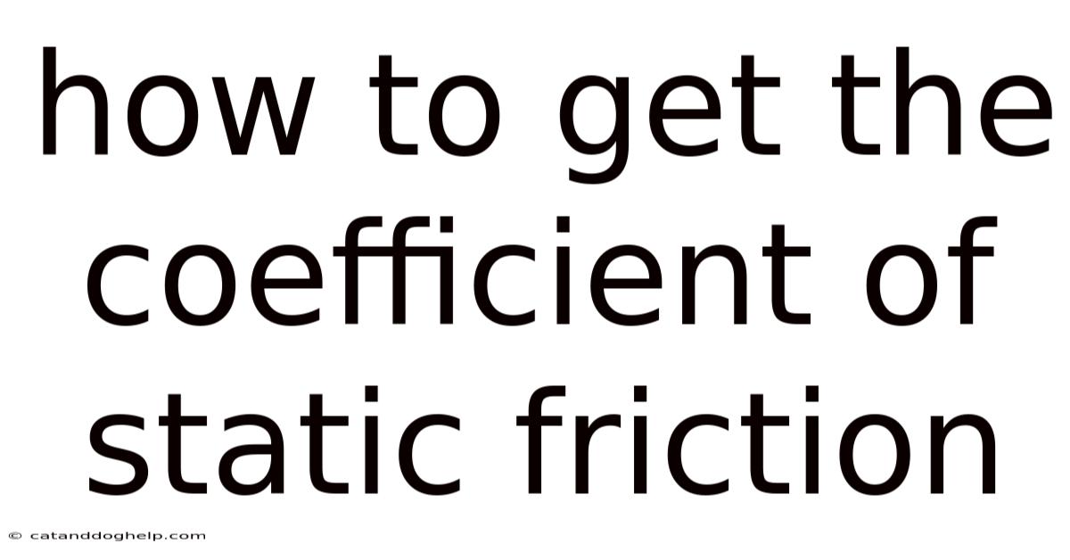 How To Get The Coefficient Of Static Friction