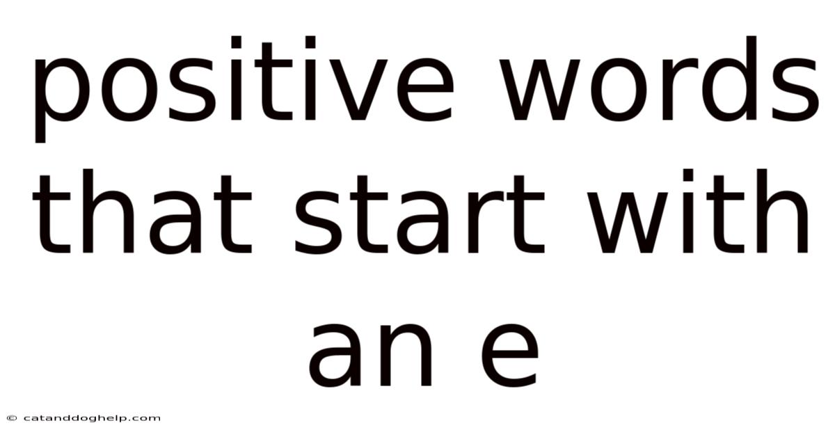 Positive Words That Start With An E