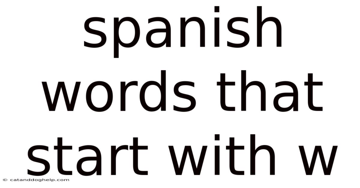 Spanish Words That Start With W