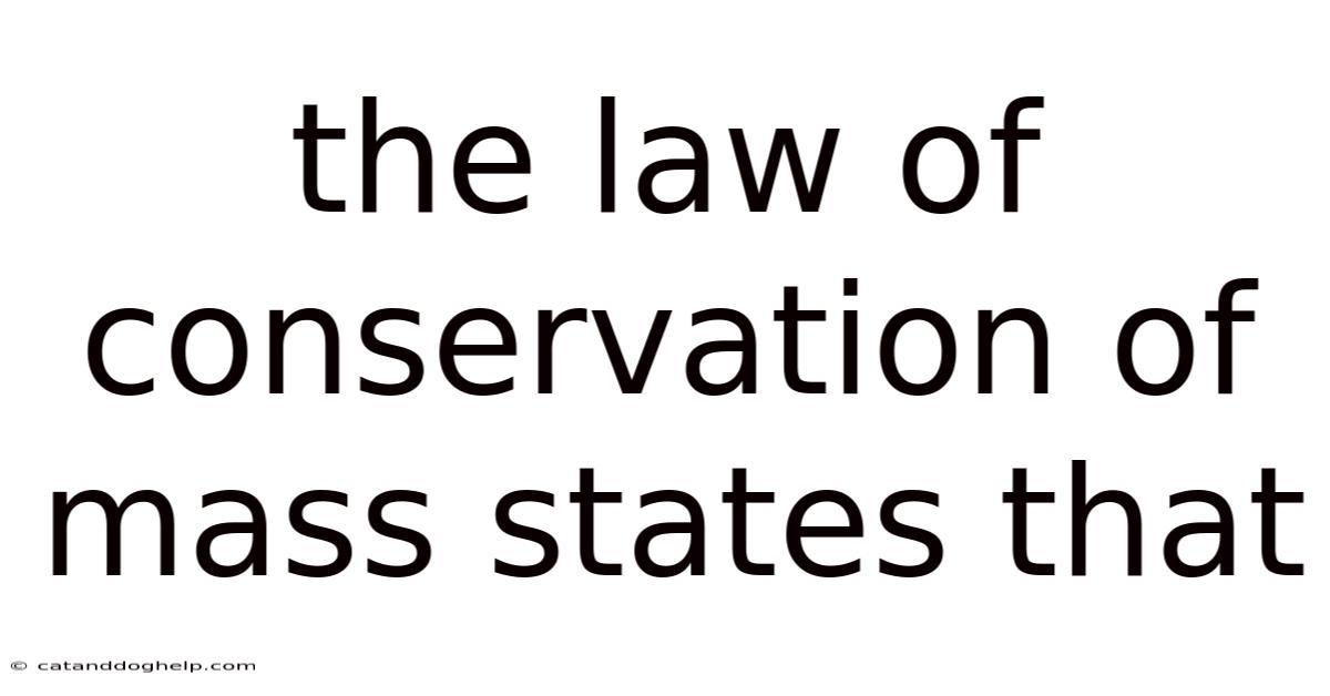 The Law Of Conservation Of Mass States That
