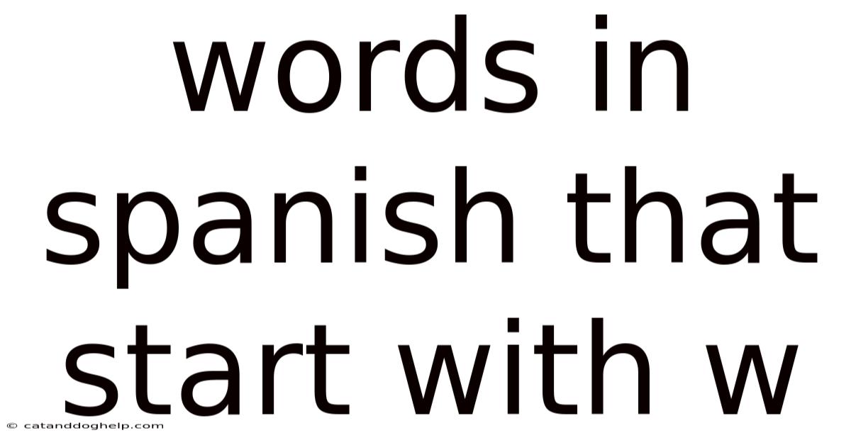 Words In Spanish That Start With W