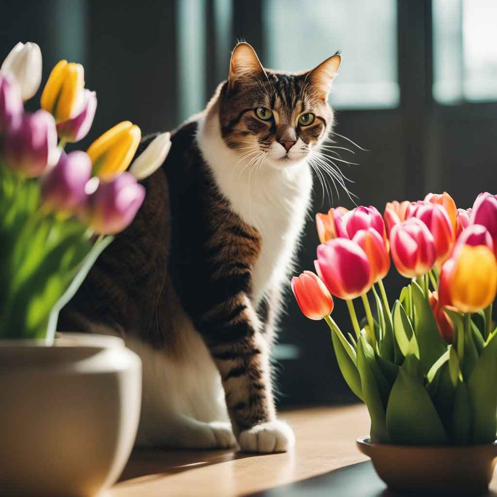 Cats and tulips don't mix well