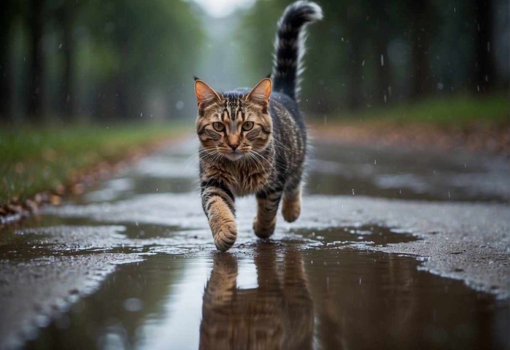 a cat leaving wet spots