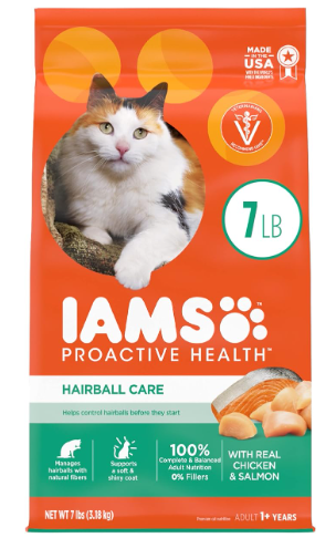 IAMS PROACTIVE HEALTH Adult Hairball Care Dry Cat Food with Chicken and Salmon