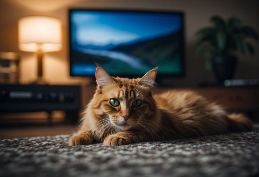 leaving tv might be entertained cat