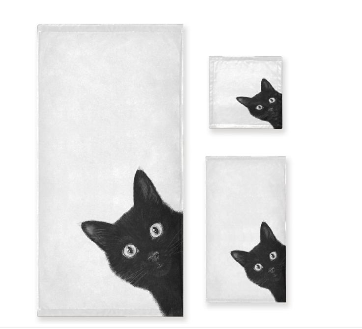 Naanle Cute Cat Towel Set