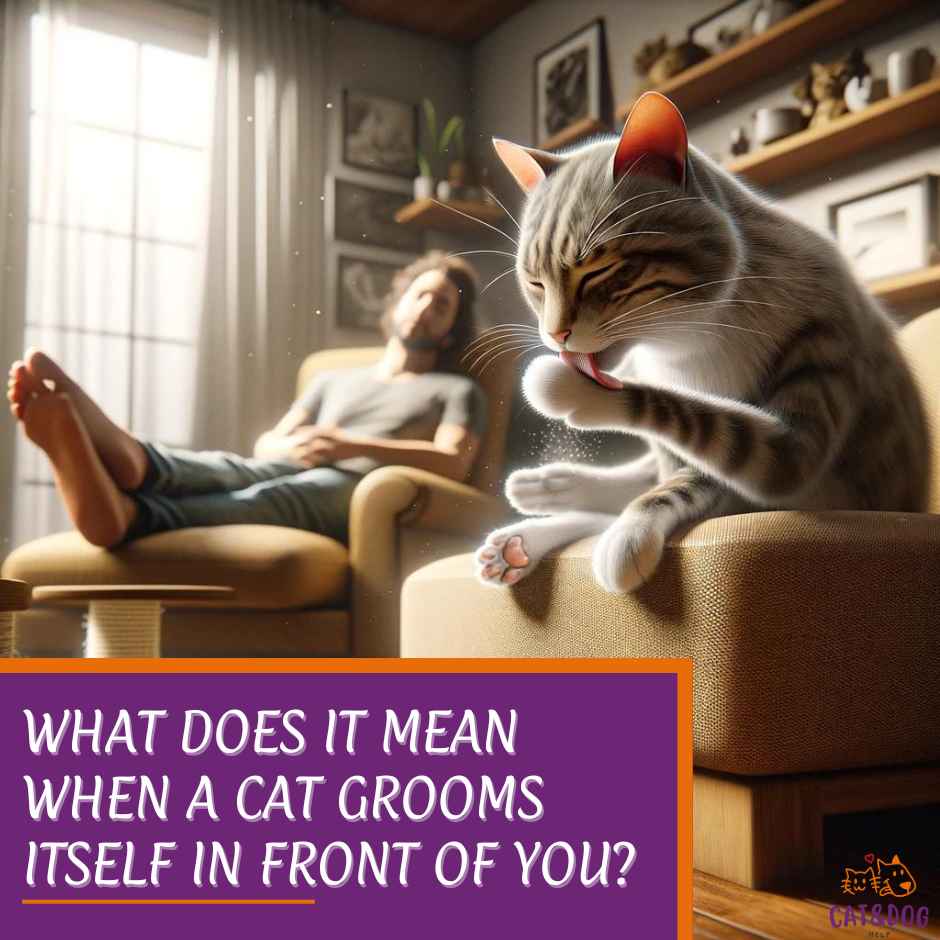 What does It mean when a cat grooms itself in front of you?
