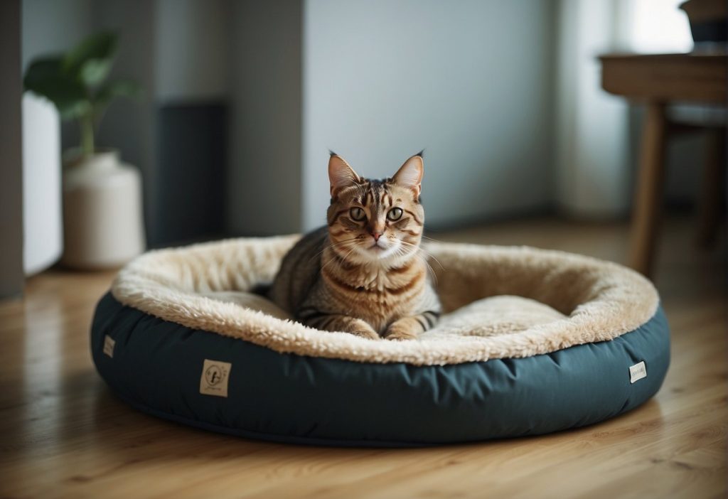 cat pees on dog bed