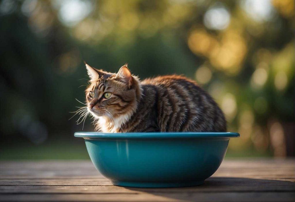 cat peeing in water bowl