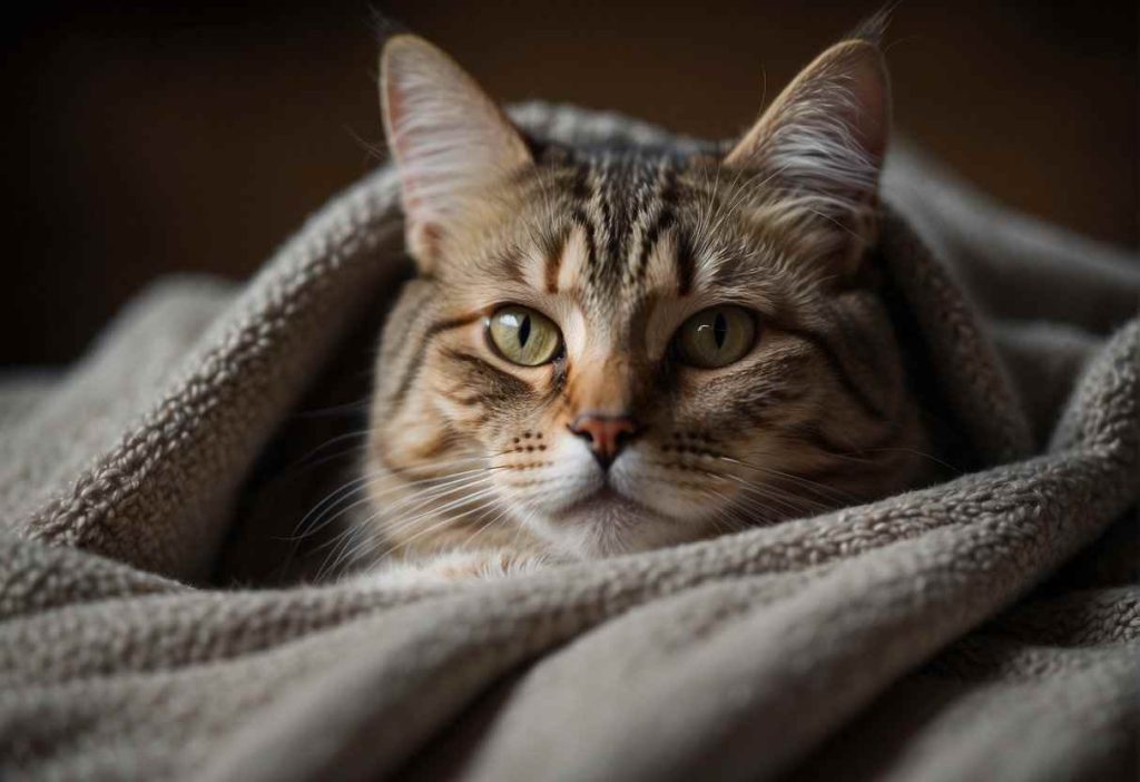Cats enjoy snuggling under covers for warmth