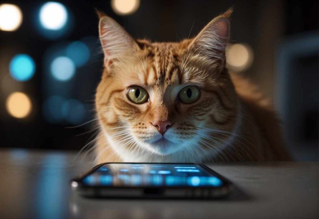 cats interact with phone screens