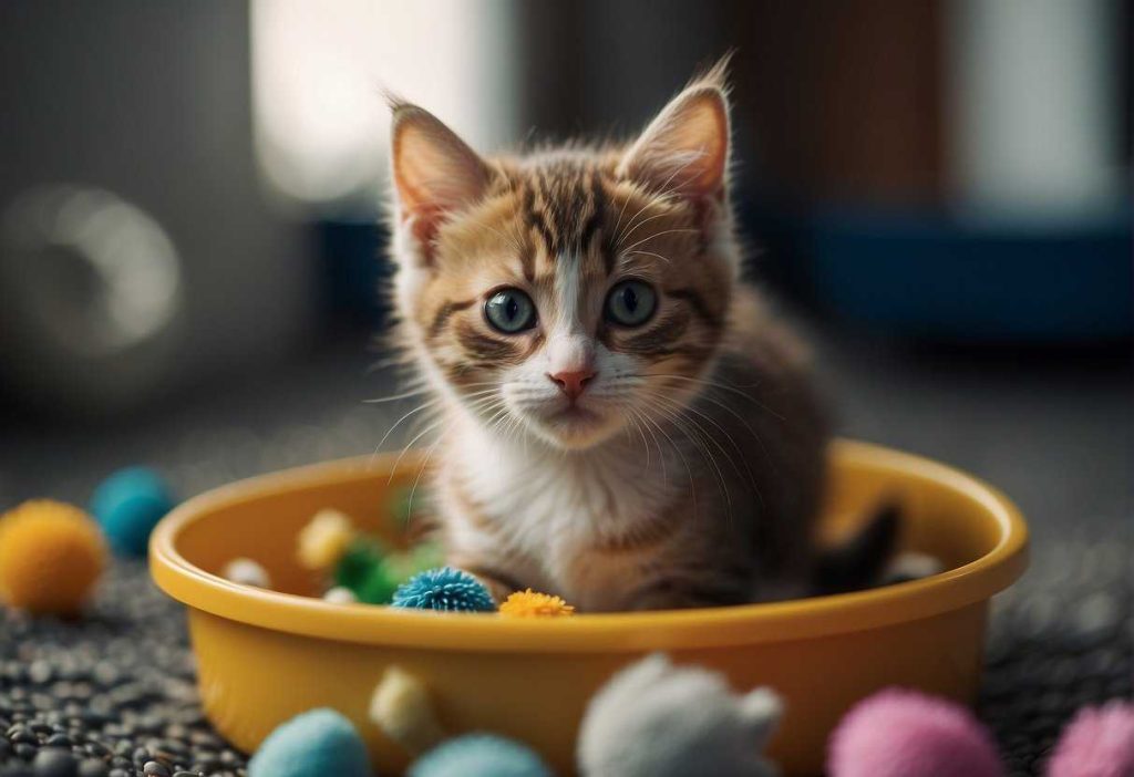 Kittens start using a litter box